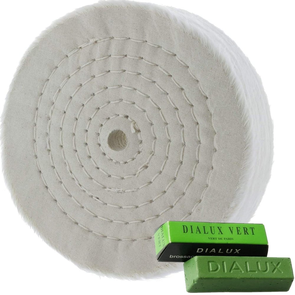 DIY Crafts Extra Thick Buffing Polishing Wheel 4/5/6"inch ( 50 Ply ) Bench Grinder Tool 1/2" Arbor Hole Polishing Pad For Bench Grinder, 1/2" Arbor Hole 1"inch Thick (Pack Of 2 Pcs, 5"inch 1x Polishing Compound)