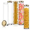 STAR WORK Clear Long Bamboo Glass Jars (500 ml) - Pack of 5 Container view 1
