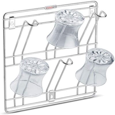 VishAl smart MAll mart Stainless Steel Wall Mount Glass Holder -6 Glass Storage Organizer for Kitchen