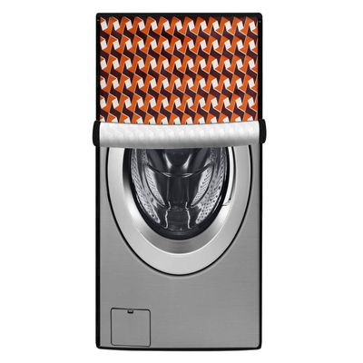 Stylista Washing Machine Cover Compatible for LG 7 kg FH2G6HDNL42 Fully-Automatic Front Load Frieze Pattern Orange