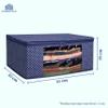 Homestrap Set of 3 Cotton Quilted Saree Covers | 3-Layered Foldable Storage Bags with Transparent Window & Zip | Premium Wardrobe Organizer for Sarees, Lehengas, Dresses | Navy Blue view 2