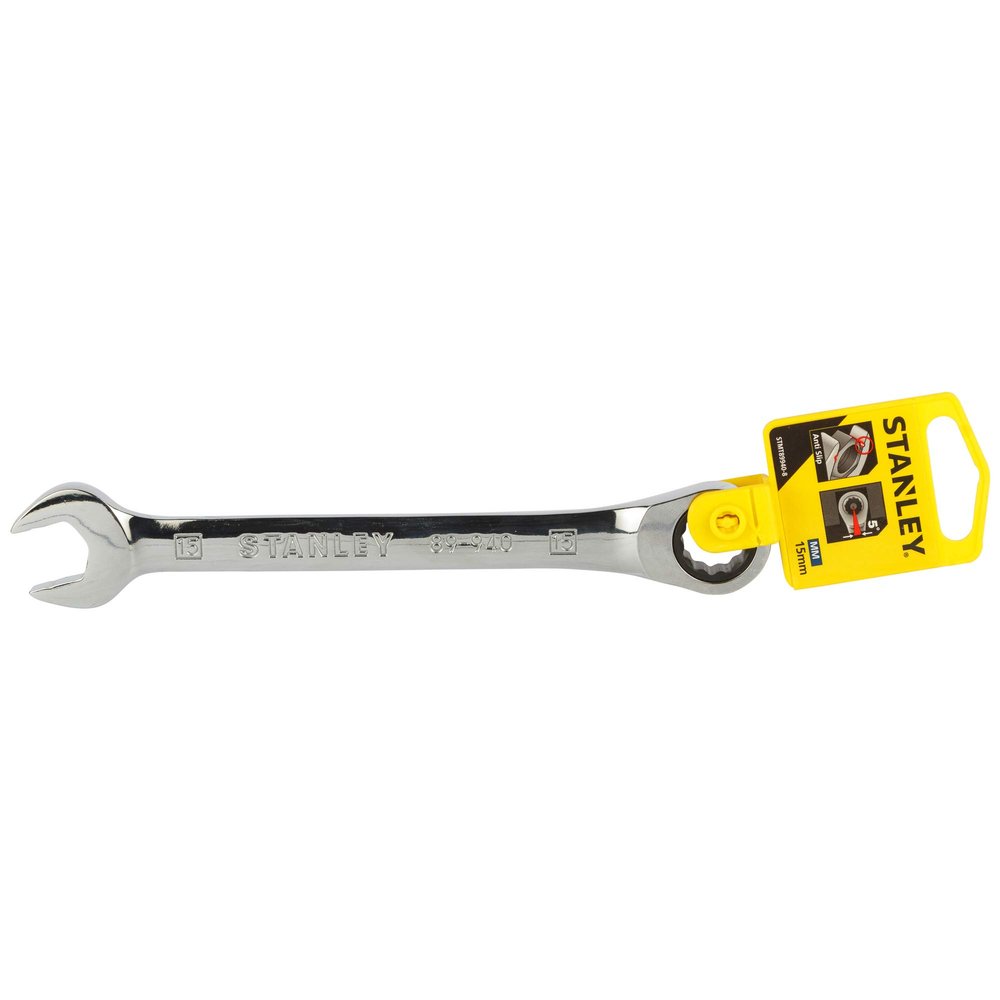 STANLEY STMT89940-8B 15mm Combination Stainless Steel Reversible Ratcheting Spanner (Silver)