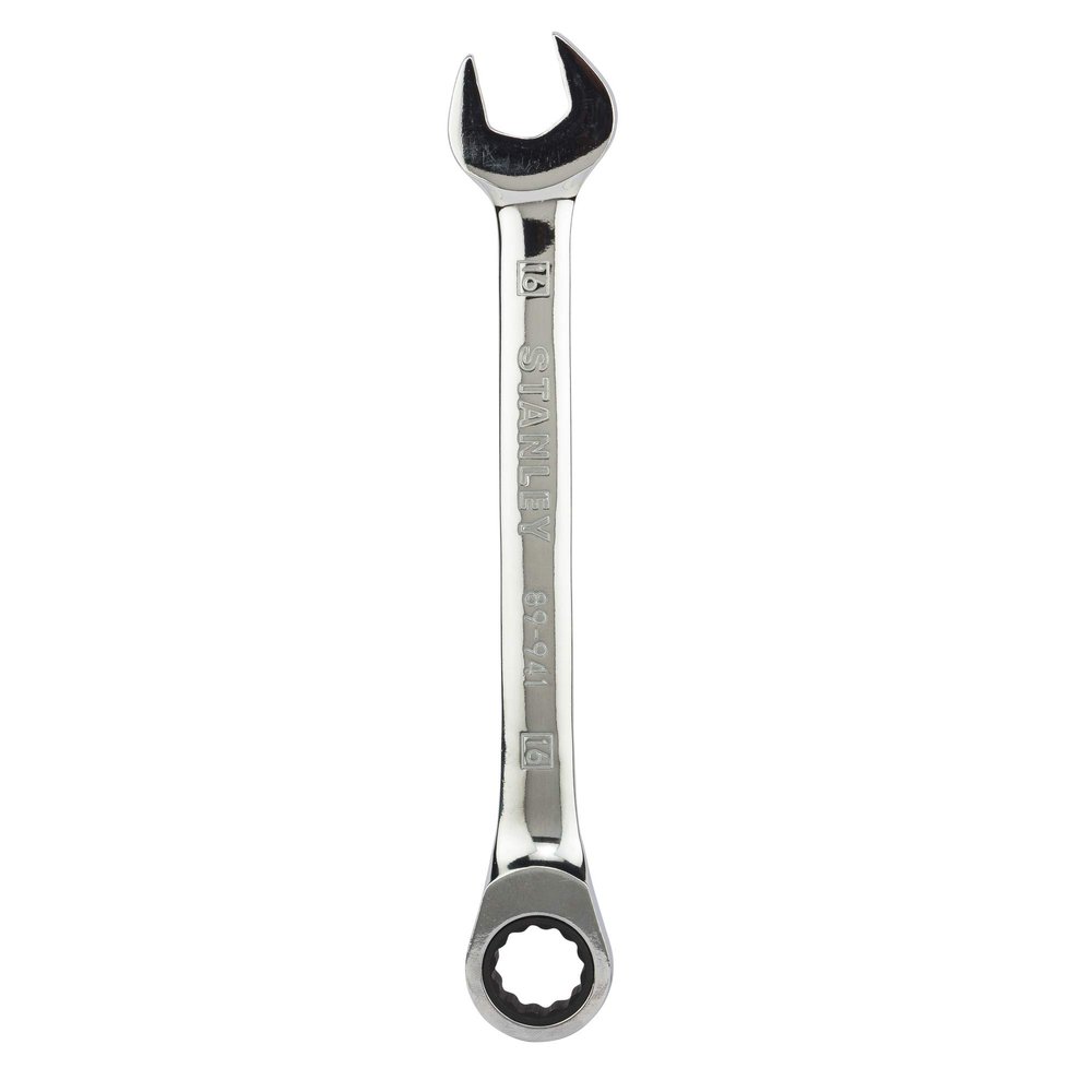STANLEY STMT89941-8B 16mm Combination Stainless Steel Reversible Ratcheting Spanners (Silver)