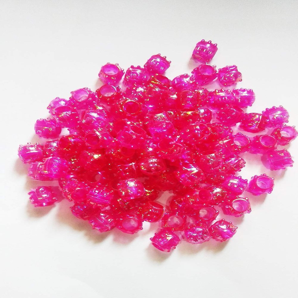 PCA Fancy Plastic Pink Colour Big Hole Beads for Making Macrame Jhula, Macrame Toran, Macrame Jhumar, Bracelate, Necklace, Macking Other Crafting Designs 100 Qty