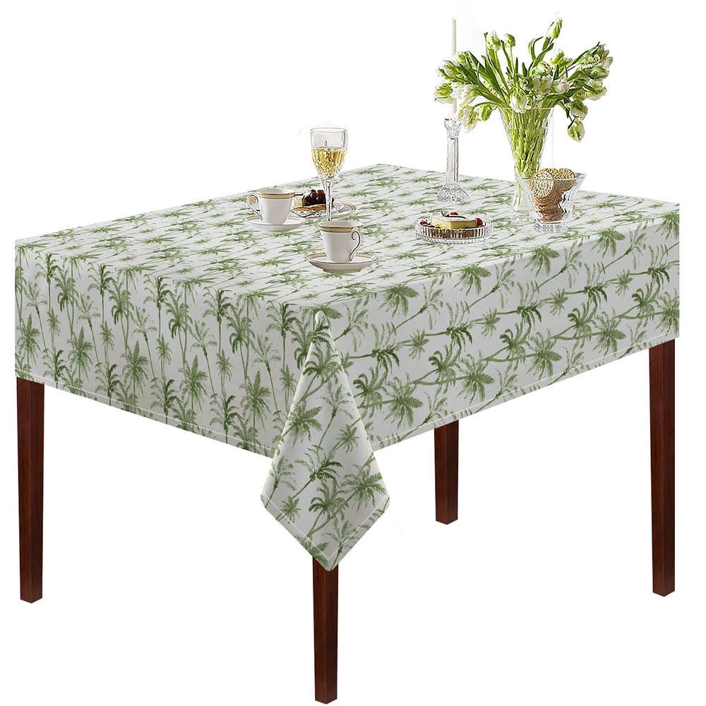 Oasis Home Collection Cotton Print Table Cloth - Green Coco Tree - 6 Seater (Pack of 1)