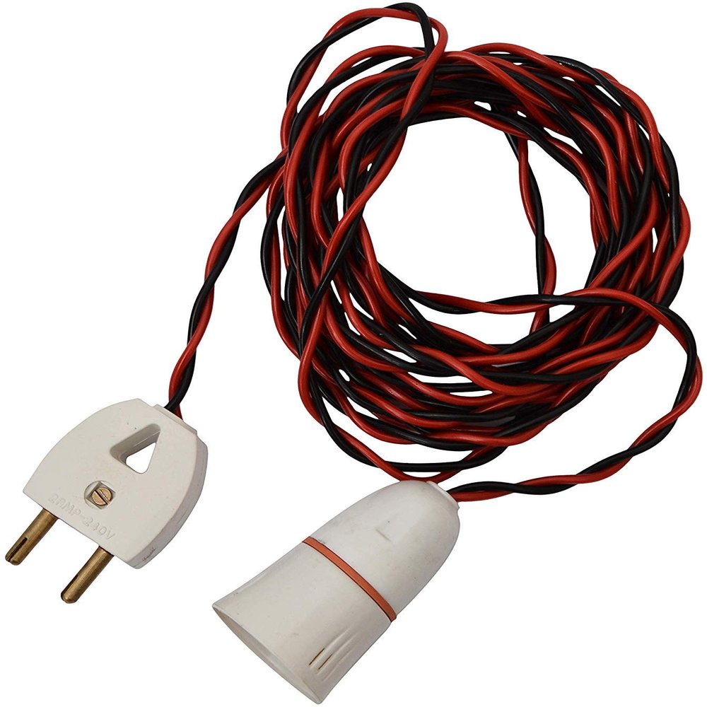 Bulb Holder with Flexible Wire and 2 Pin Plug (7 Meter Wire)