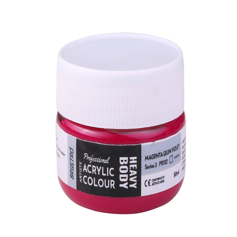 BRUSTRO Professional Artists Heavybody Acrylic Paint 50Ml Magenta Quin Violet (Sr 3)| Ideal for Canvas,Impasto and Textured Painting Techniques, Dimensional Effects, Retain Brushstrokes.