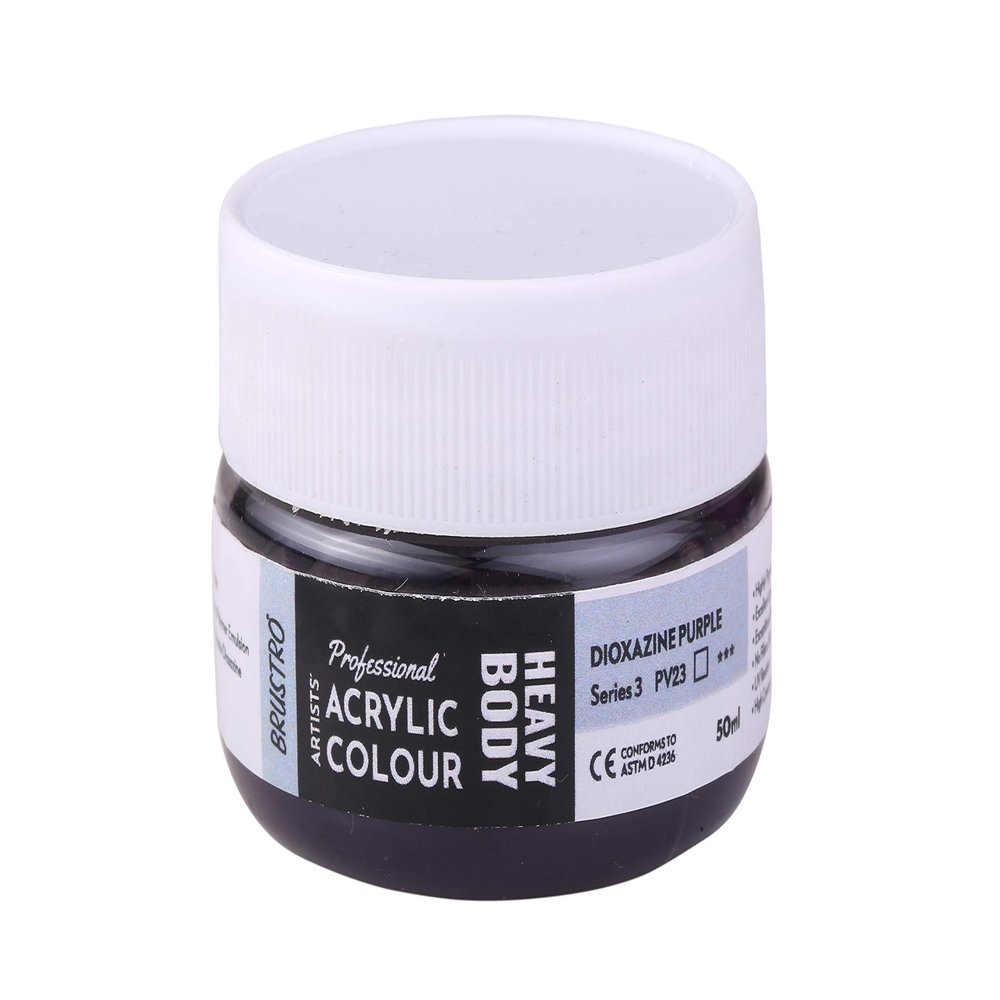 BRUSTRO Professional Artists Heavybody Acrylic Paint 50Ml Dioxazine Purple (Sr 3)| Ideal for Canvas,Impasto and Textured Painting Techniques, Dimensional Effects, Retain Brushstrokes.