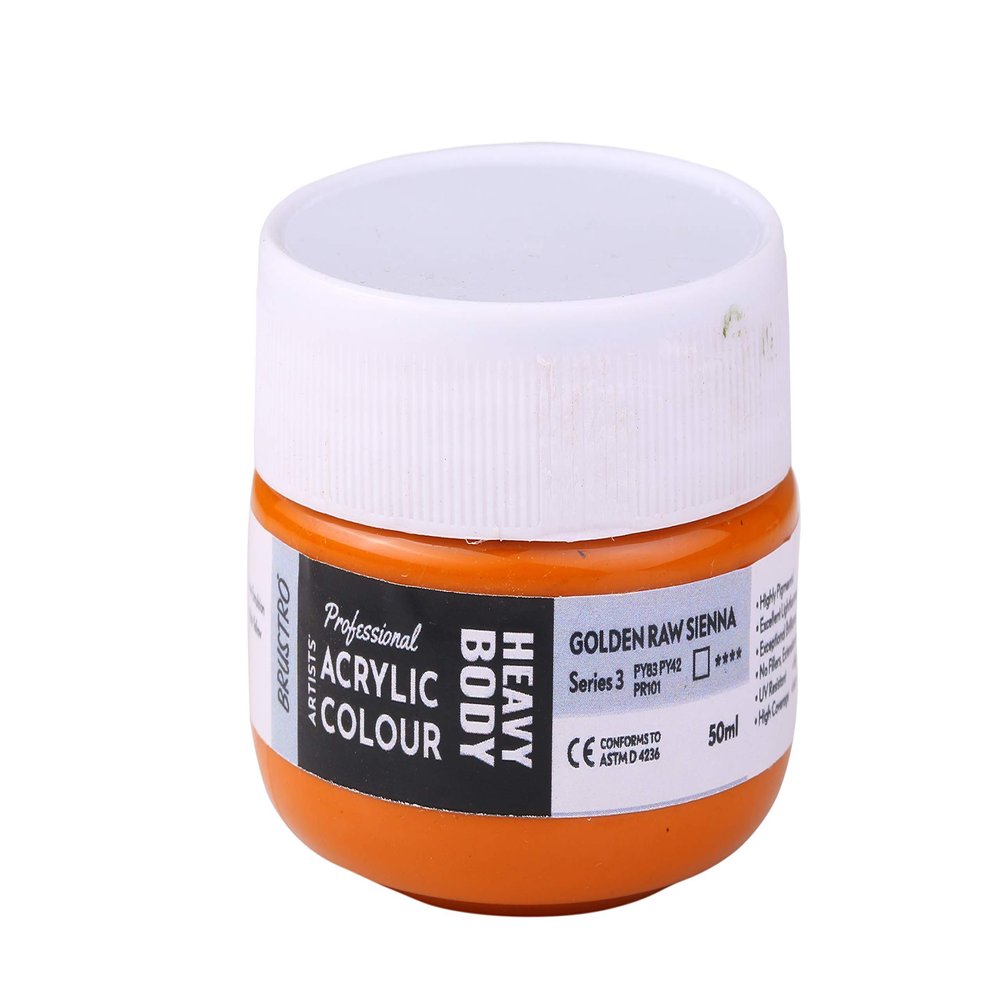 BRUSTRO Professional Artists Heavybody Acrylic Paint 50Ml Golden Raw Sienna (Sr 3)| Ideal for Canvas,Impasto and Textured Painting Techniques, Dimensional Effects, Retain Brushstrokes.
