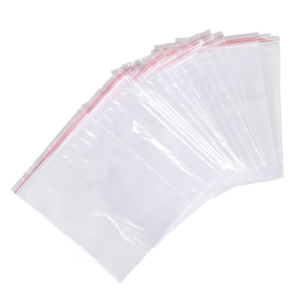 VIBHU Plastic Zip Lock Pouch Bags (6 inch x 8 inch, 100 Pieces, Transparent)