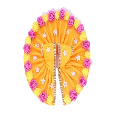 Geetanjali Fabric Laddu Gopal Dress with Artificial Flower (Yellow)