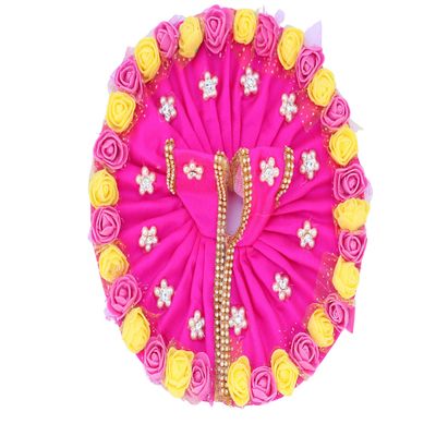 OneStoreIndia Handmade Laddu Gopal ji/Krishna ji Designer Dress with Artificial Flower, AD(American Diamond) & Pearl Stone.(LG - 1) (Pink, 3)