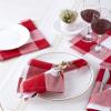 Encasa XO Dining Table Napkins Set of 6, 43x43 cm | Machine Washable Reusable, Recycled Cotton Cloth Napkin, Soft & Absorbent, Table Decor for Hotels, Farmhouse - White & Buffalo Red Checks view 2