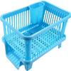 FAYBY Multi Functional Kitchen Sink Dish Utensil Drainer Drying Rack Organizer Vegetable Fruit Drainer Basket Plastic Sink Flat Dish Rack Drainer with Removable Tray Organizer, Multicolour view 1