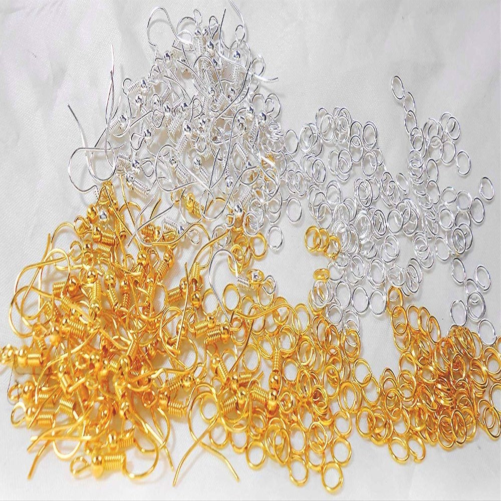 Delush Design Earring Hooks and Jump Rings Jewellery Making Combo -100 pcs Each