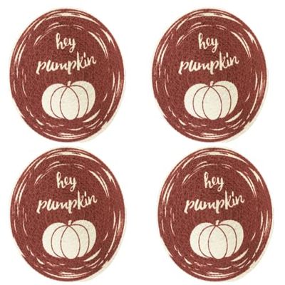 MODERN HOMES Braided Cotton Placemats, 38 cm Round, 4 Piece Set, Table mats for Dining Table/Center Table (Set of 4, Pumpkin)