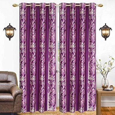 Radees Creations Polyresin Floral Grommet Door Curtain, Door - 7 Feet, Pack of 2