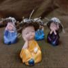 AFTERSTITCH Set Of 4 Monks With Spring Stand That Make Them Like Bobble Head. Idol For Valentines Day Gift, Home Office Decoration And Car Dashboard Accessories (Set Of Monk With Hat) view 3