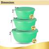 JENSONS Flora Microwave Safe Bowl |Serving Bowl with Lid, Mixing Bowl, Oven Bowl Set Microwave, Flora Stainless Steel Bowl Set of 3 with 600ml, 800ml, 1300ml-Green view 2