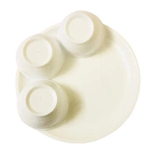 Coolkart Microwave Safe Round Full Dish with Bowl (Pack of 3 Plates & 3 Bowl Set.- 6 Pieces) - White Color