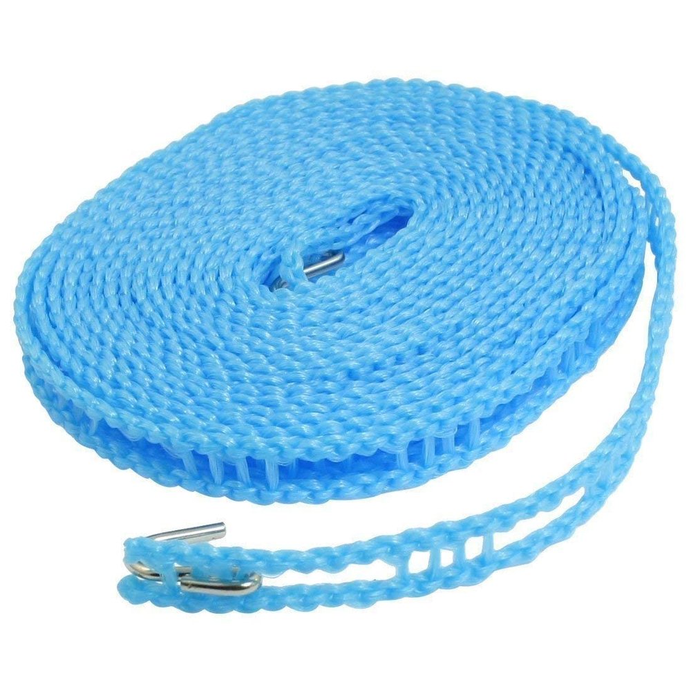 Suryavanshi World 3 Meters Windproof Anti-Slip Clothes Washing Line Drying Nylon Rope with Hooks
