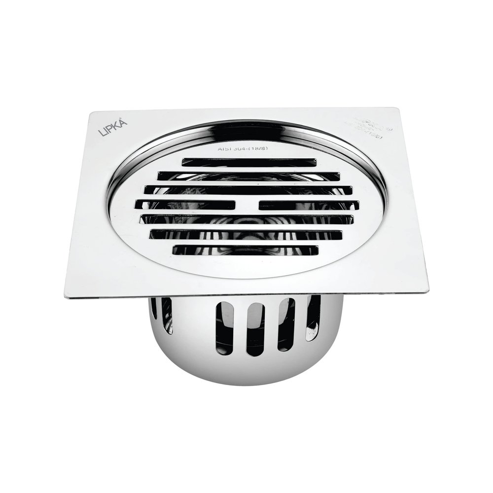 LIPKA Golden Classic Jali Square Flat Cut Floor Drain with Cockroach Trap | 5 x 5 Inches | 304-Grade Stainless Steel Floor Trap | Glossy Finish Drain Jali