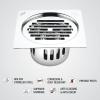 LIPKA Golden Classic Jali Square Flat Cut Floor Drain with Cockroach Trap | 5 x 5 Inches | 304-Grade Stainless Steel Floor Trap | Glossy Finish Drain Jali view 4