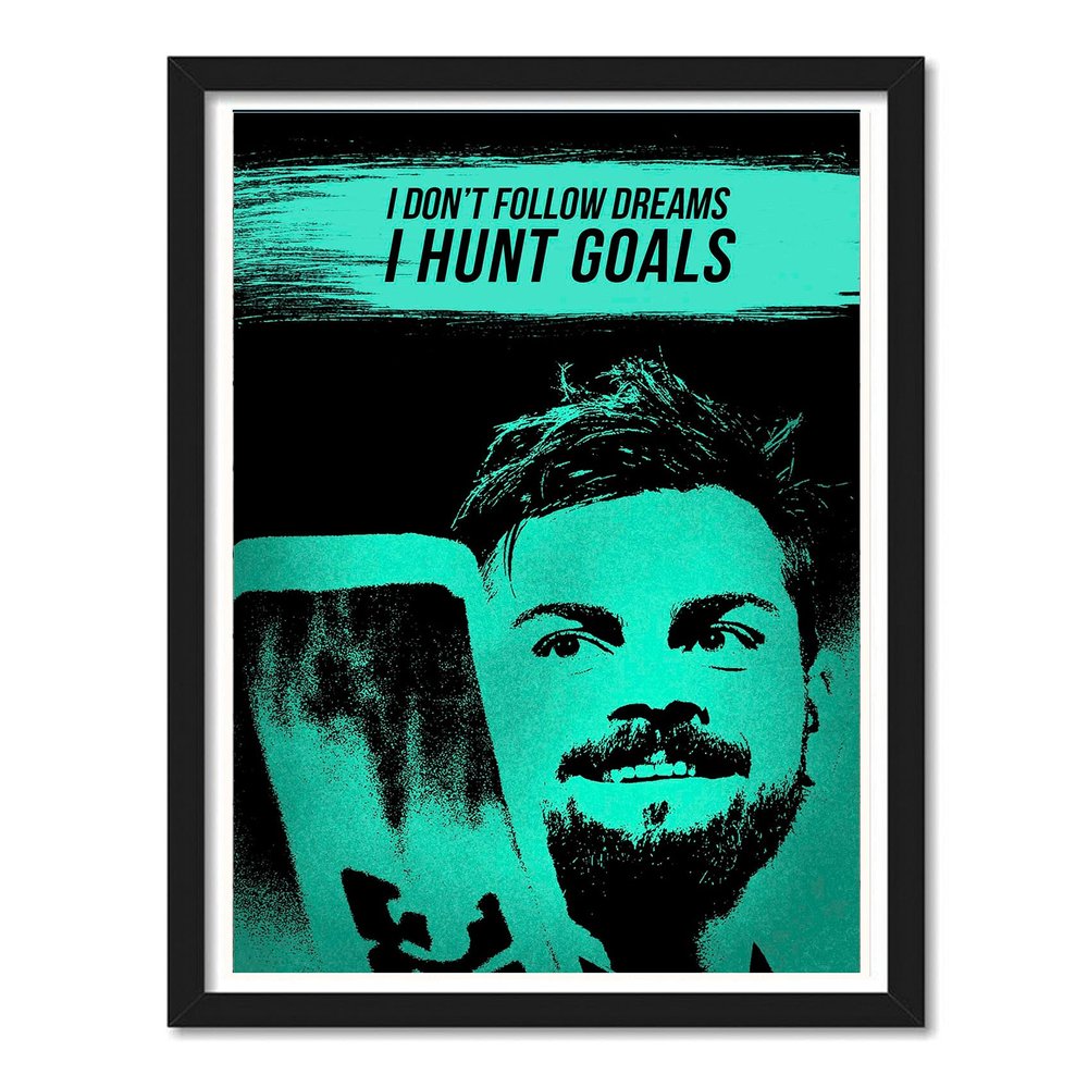 Good Hope Virat Kohli Framed Poster Wall Art decor Inspirational Quote Frame For Study Room Cricket Lover Virat Fan Home Office Living Room Bedroom Wall Decoration Sports Room Room Gift For Boys