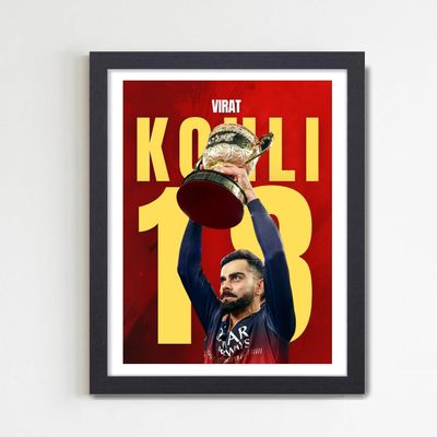 Good Hope Virat Kohli Framed Poster 10x13 Inch Inspirational Cricket Wall Art for Home or Office Wall Decor for Sports Lovers photo frame for living room Motivational Quote poster gift item