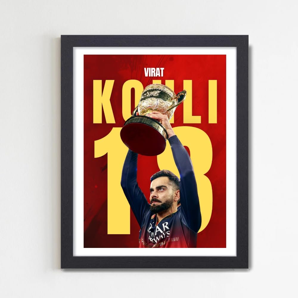 Good Hope Virat Kohli Framed Poster 10x13 Inch Inspirational Cricket Wall Art for Home or Office Wall Decor for Sports Lovers photo frame for living room Motivational Quote poster gift item