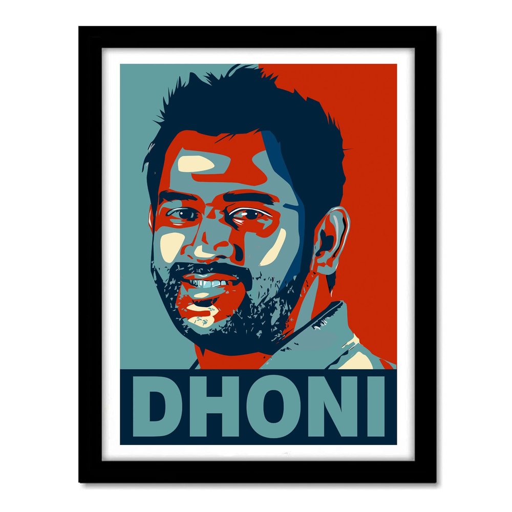 Good Hope MS Dhoni Poster Frame Cricket Player Motivational Framed Poster 10x13 Inch For wall decoration home bedroom living room Photo Frame Hostel Boys Ideal For Cricket Fans