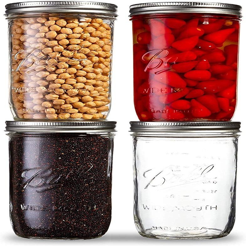STAR WORK Transparent Square Cube Glass Jars and Container with silicone Buckle Lid for Kitchen (400ml Pack of 4)