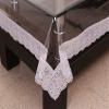 NavaHome Basics Kartikey PVC Waterproof 4 Seater Square Dining Table Cover Cloth Transparent with White Border Lace 60x60 inches, Standard (KHFPCWL_61_60x60) view 2
