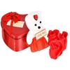 Khakee Artificial Heart Shaped Box And Teddy And 3 Pieces Soap Roses Flower Gift Box (Red) view 3