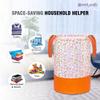 PrettyKrafts 45L Non Woven Leaves Printed Round Foldable Large Laundry Bag/Basket With Handle, Freestanding Clothes Storage Organizer for Bedroom, Bathroom, Dorm (36x36x45cm, Orange, Set of 2) view 2