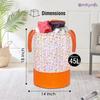 PrettyKrafts 45L Non Woven Leaves Printed Round Foldable Large Laundry Bag/Basket With Handle, Freestanding Clothes Storage Organizer for Bedroom, Bathroom, Dorm (36x36x45cm, Orange, Set of 2) view 3
