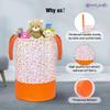 PrettyKrafts 45L Non Woven Leaves Printed Round Foldable Large Laundry Bag/Basket With Handle, Freestanding Clothes Storage Organizer for Bedroom, Bathroom, Dorm (36x36x45cm, Orange, Set of 2) view 4