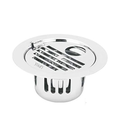 LIPKA Golden Classic Jali Round Flat Cut Floor Drain |304-Grade Stainless Steel |5 Inches| with Cockroach Trap, Hinge & Hole|
