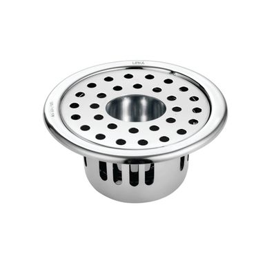 LIPKA Round Floor Drain |304-Grade Stainless Steel |5 Inches| with Cockroach Trap/Jali & Hinge|