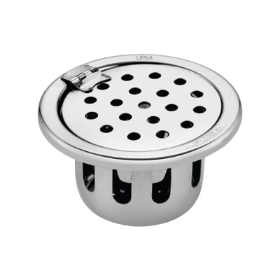 LIPKA 5-Inch Round Floor Drain with Cockroach Trap & Hinge | 304-Grade Stainless Steel Jali | Bathroom, Kitchen & Balcony Drain Cover | Rust-Proof & Durable