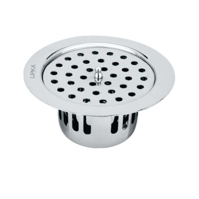 LIPKA Round Flat Cut with Lid Floor Drain |304-Grade Stainless Steel |5.5 Inches| with Cockroach Trap/Jali |