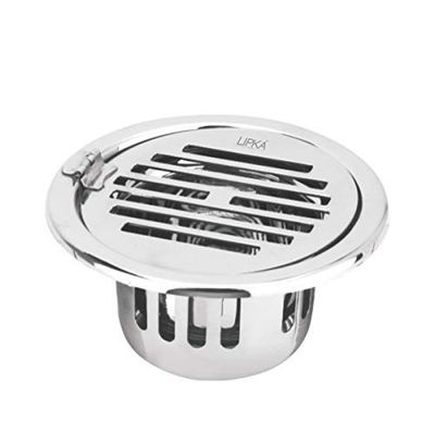 LIPKA Golden Classic Jali Round Floor Drain |304-Grade Stainless Steel |5 Inches| with Cockroach Trap & Hinge|