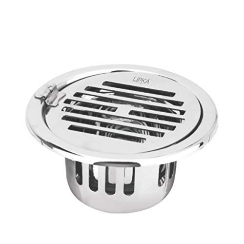 LIPKA Golden Classic Jali Round Floor Drain |304-Grade Stainless Steel |5 Inches| with Cockroach Trap & Hinge|