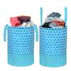 PrettyKrafts 45L Non Woven Trio Printed Round Foldable Large Laundry Bag/Basket With Handles, Freestanding Clothes Storage Organizer for Bedroom, Bathroom, Dorm (36x36x45cm, Blue, Set of 2) view 1
