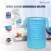 PrettyKrafts 45L Non Woven Trio Printed Round Foldable Large Laundry Bag/Basket With Handles, Freestanding Clothes Storage Organizer for Bedroom, Bathroom, Dorm (36x36x45cm, Blue, Set of 2) view 2