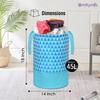 PrettyKrafts 45L Non Woven Trio Printed Round Foldable Large Laundry Bag/Basket With Handles, Freestanding Clothes Storage Organizer for Bedroom, Bathroom, Dorm (36x36x45cm, Blue, Set of 2) view 3