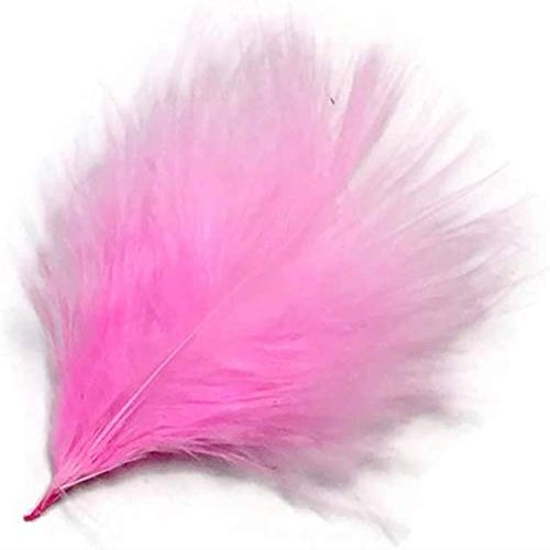 TIPTOP DECORATION Natural Dyed Flat Fluffy Turkey Feathers (10 Pieces) (Baby Pink, 4-5 Inches)