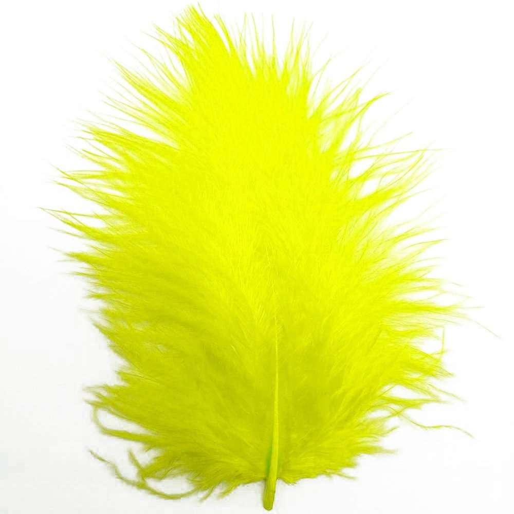 TIPTOP DECORATION Natural Dyed Flat Fluffy Turkey Feathers (10 Pieces) (Canary Yellow, 4-5 Inches)