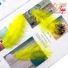 TIPTOP DECORATION Natural Dyed Flat Fluffy Turkey Feathers (10 Pieces) (Canary Yellow, 4-5 Inches) view 3