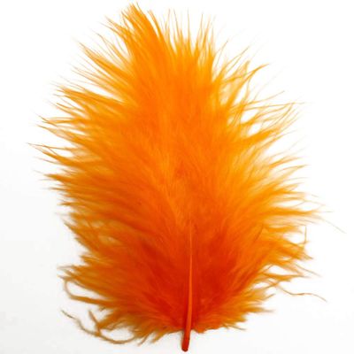 TIPTOP DECORATION Natural Dyed Flat Fluffy Turkey Feathers (10 Pieces) (Tiger Orange) (4-5 Inches)